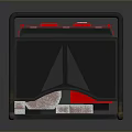 Red Electric Industrial Generator With Black Metal Frame And Wheeled Structure