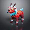 Colorful Cartoon Goat Character With Red Body White Hair And Blue Decorations