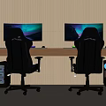 Modern computer desk computer host monitor e-sports chair engineering chair 3d model