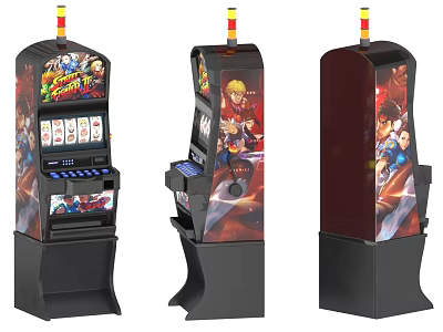 Colorful Game Themed Slot Machines As Modern Entertainment Appliances For Arcade 3d model