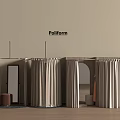 Poliform Modern Storage Cabinet Design With Curtains Mirror And Arch Door Details