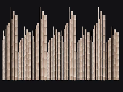 Modern Bamboo Room Divider With Vertical Slats For Interior Decorative Design 3d model