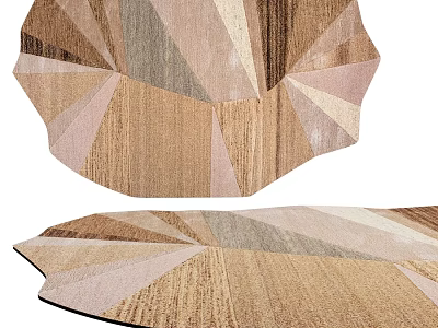 Square Rug With Modern Geometric Pattern In Beige Brown Pink Tones 3d model