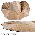 Square Rug With Modern Geometric Pattern In Beige Brown Pink Tones