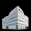 Modern Multi Storey Office Building With White Facade Wavy Design And LOGO