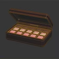 Delicious Open Chocolate Box With Pink And White Square Shaped Candies