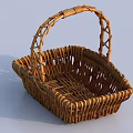 Woven Rattan Basket With Handle For Household Storage And Decorative Use