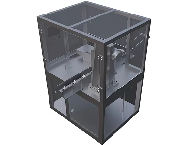Industrial Equipment With Transparent Enclosure Metal Frame Multi layer Structure And Mechanical Components 3d model