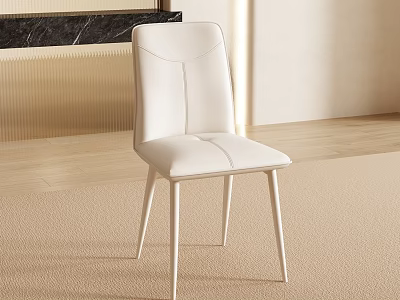 White Modern Accent Chair With Leather Upholstery Thin Metal Legs And Light Colored Carpet Interior 3d model