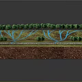 Landform Cross Section Model With Green Vegetation And Blue Water Flow