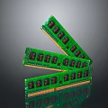 High Performance Computer RAM Modules With Green Circuit Boards And Multiple Sticks 3d model