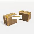 Two Brown Cardboard Boxes Sealed With Yellow Tape For Packaging 3d model