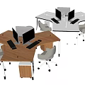 L Shaped Office Desk With Computer Monitor Laptop Office Chair And Drawer Partitions