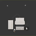 Vintage Computer System With Tower Case CRT Monitor Keyboard Mouse And Stickers