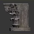 Intricate Carved Stone Column With Classical Floral Motifs And Detailed Base