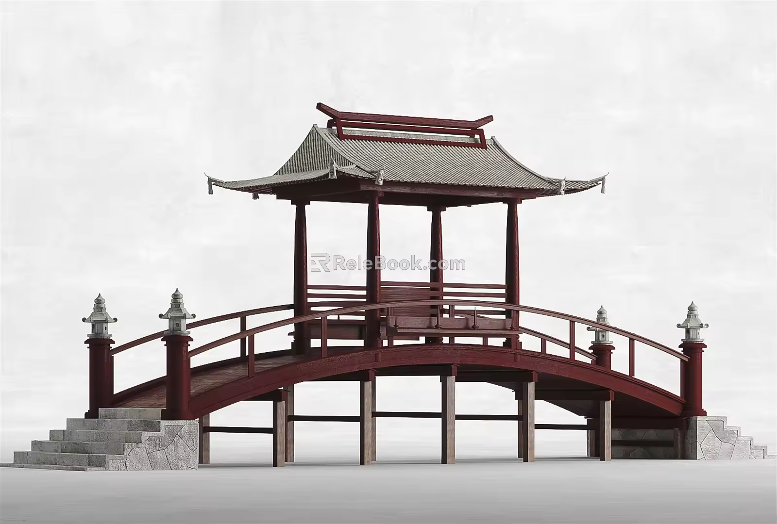 New Chinese Style Pavilion Arch Bridge Pavilion 3d model