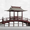 New Chinese Style Pavilion Arch Bridge Pavilion 3d model
