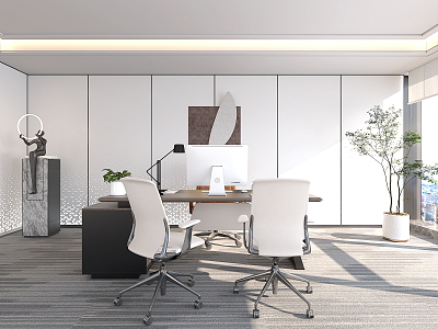 Modern Office Desk and Chair Manager Desk and Chair Boss Desk and Chair 3d model