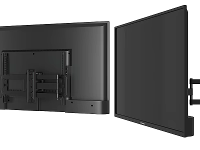 Sleek Flat Screen TV With Wall Mount Bracket And Modern Black Design 3d model
