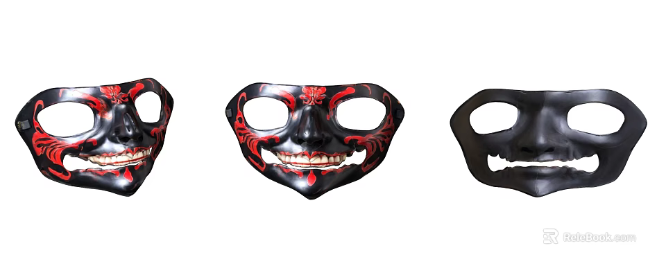 Stylish Poker Masks With Red Black Patterns For Casino Card Game Nights And Gaming Events 3d model 