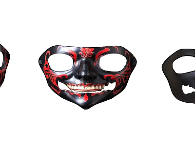 Stylish Poker Masks With Red Black Patterns For Casino Card Game Nights And Gaming Events 3d model
