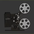 Classic Vintage Commercial Film Projector With Large Reels And Retro Design