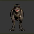 Realistic Dinosaur Character With Red Eyes Open Mouth And Spiked Back Design