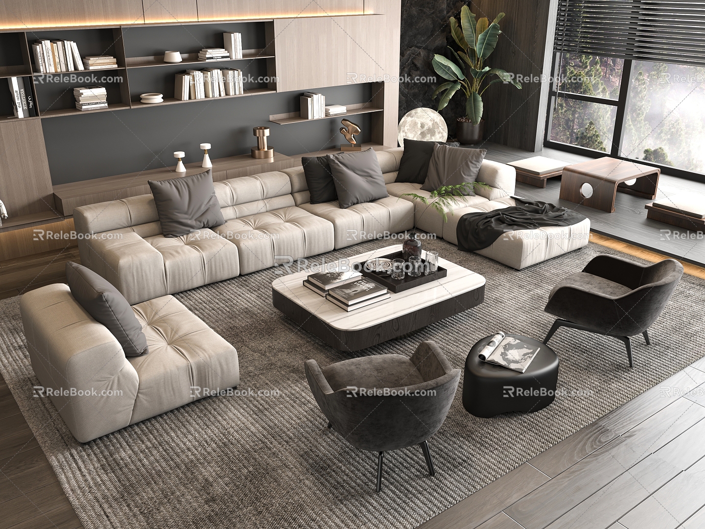 Sofa Coffee Table Combination Multi-person Corner Sofa Coffee Table Leisure Chair Side Table Corner Table 3d model