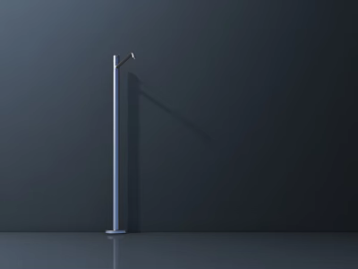 Silver Floor Standing Faucet Against Gray Background With Shadow On Smooth Floor In Modern Minimalist 3d model