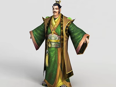 Tech Exhibition Hall Showcasing Traditional Costume Character 3D Model 3d model