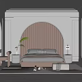 Elegant Modern Bedroom Interior With Tufted Headboard Nightstand Lamp Plant And Rug