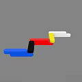 Road Facilities Model Constructed with Building Blocks in Blue Black Red Yellow White Colors