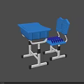 Blue Kids Plastic Desk with Slatted Chair and Drawer Stable Base Design