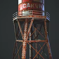Red Daville Water Towers With Rustic Metal Frame And Vintage Design