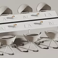 Modern Office Desk Setup With Rolling Chairs And Minimalist Tabletop Design