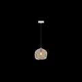 Modern Glass Pendant Lights With Hollow Design And Bulb Inside Hanging From Ceiling