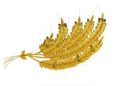 Beautiful Golden Wheat Ears Wall Decor For Home Interior Decoration Styling 3d model