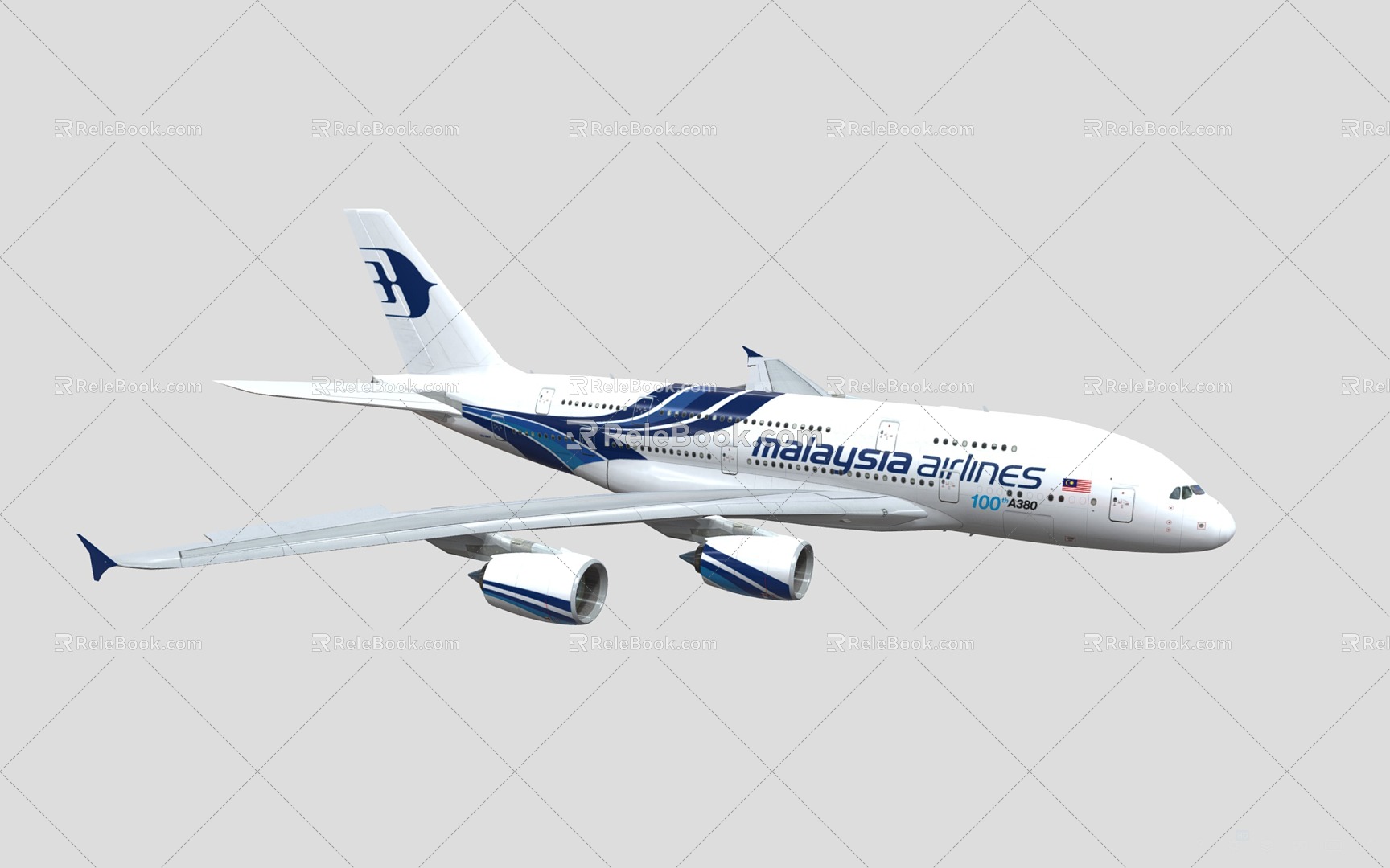 Airbus A380 passenger jet Malaysia Airlines 3d model