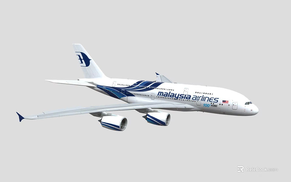 Malaysia Airlines Passenger Plane With White And Blue Livery And Company Logo 3d model 