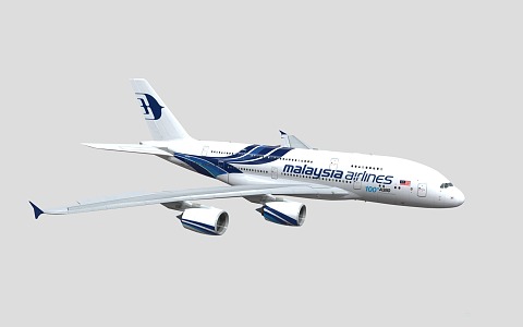 Airbus A380 passenger jet Malaysia Airlines 3d model