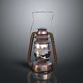 Vintage Kerosene Lamp With Rustic Metal Frame And Glass Shade As Household Living Supply