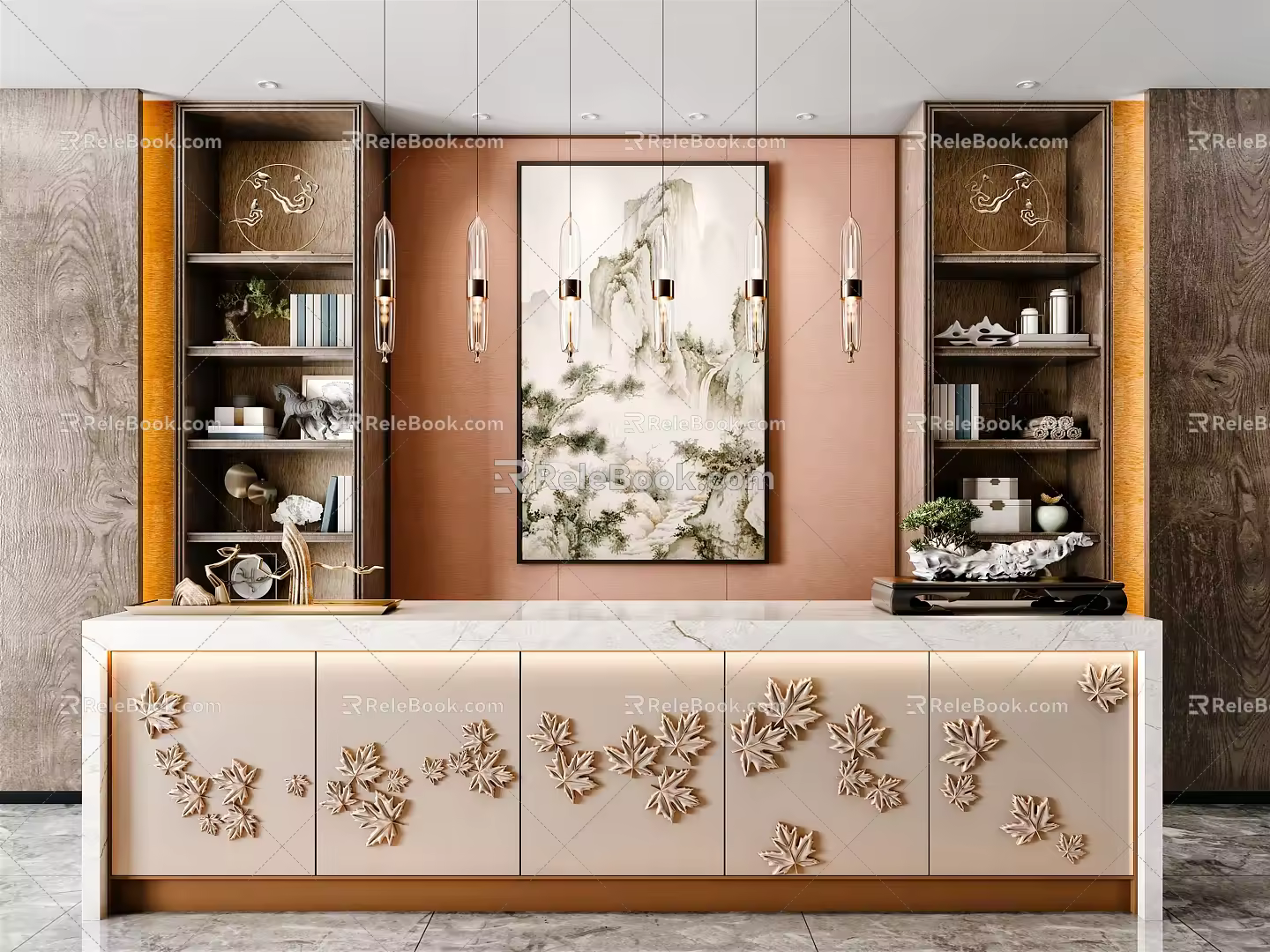 New Chinese Reception Desk Front Desk 3d model