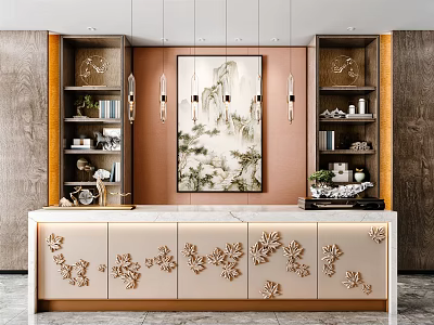 New Chinese Reception Desk Front Desk 3d model