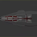 Futuristic Sci Fi Spaceship Model With Gray Body Red Accent Stripes And Streamlined Design