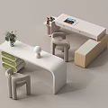 Modern Children's Study Table Modern Children's Table and Chair Bookshelf Corner Table and Chair 3d model