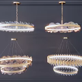 Modern Chandeliers Featuring Circular Shapes Crystal Details Metal Chains and Soft Illumination for Home Decoration