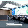 Modern monitoring room, monitoring center, command center, command table 3d model