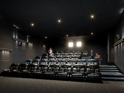 Modern Cinema Interior With Rows Of Comfortable Seats And Ambient Lighting Steps 3d model