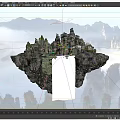 Scenic View of Floating Stone Peak With Ancient Buildings Amidst Clouds and Mist