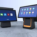 Modern Commercial POS Terminals With Dual Screens And Payment Icons